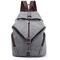 - Padgene Mochila de Lona para Mujer- Bolsa De Viaje De Gran Capacidad Informal De La Vendimia Bolso Mochila Mujer Casual Para Vacaciones Viajes Senderismo Camping (Gris)